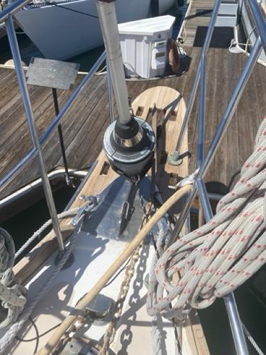 Slide: The Image of Deck of 1978 Gulfstar 50 sailboat with anchor and rigging. - 5