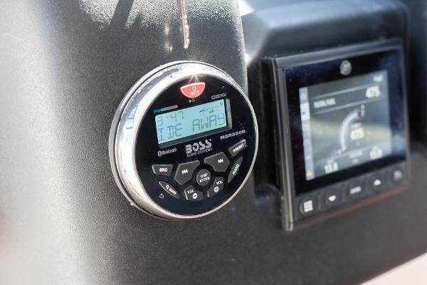 Slide: The Image of Dashboard of a 2025 Hanover 375 with audio and navigation controls. - 23