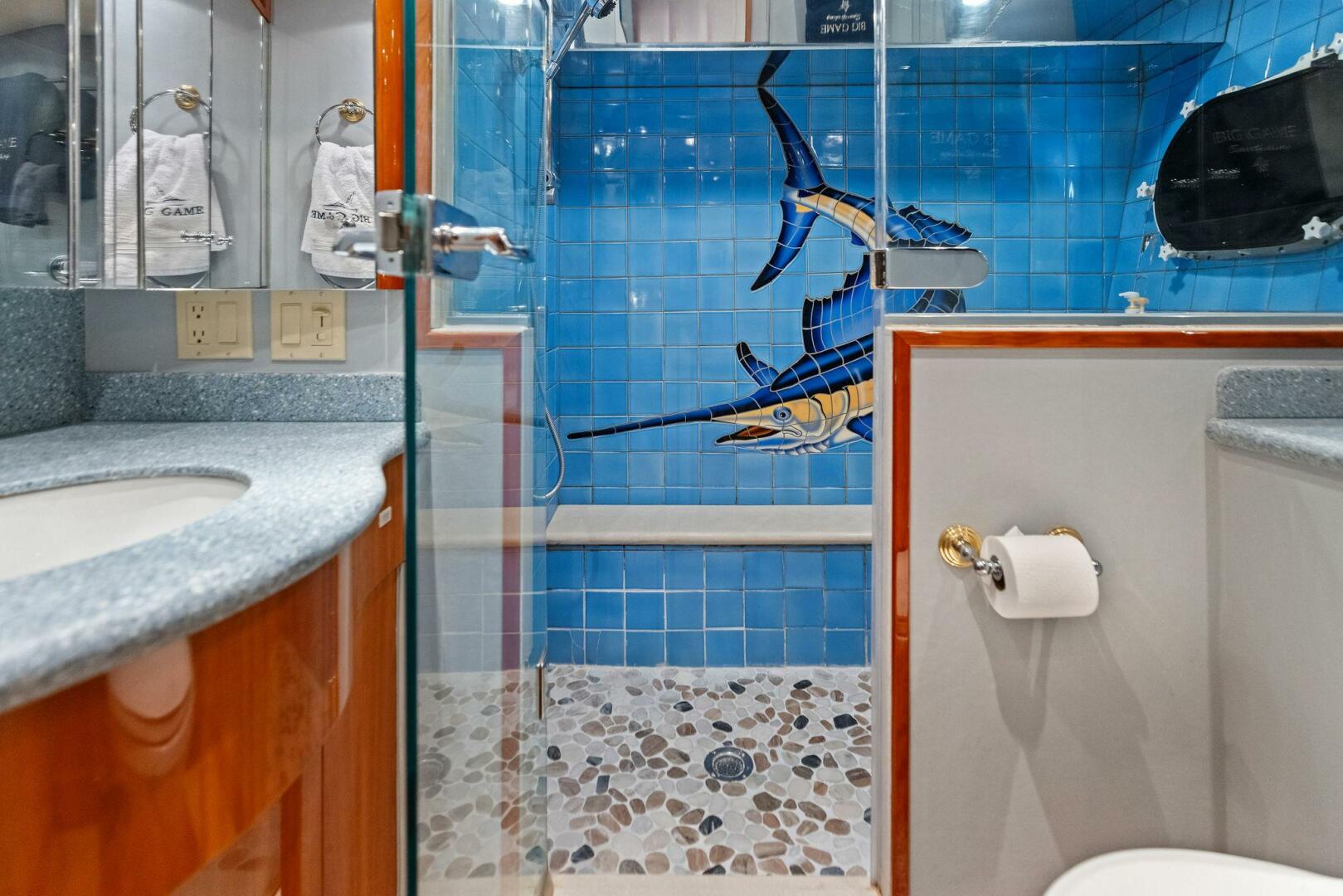 Slide: The Image of 2006 Hatteras 68 CNV Big Game Master Stateroom Head - 5513419