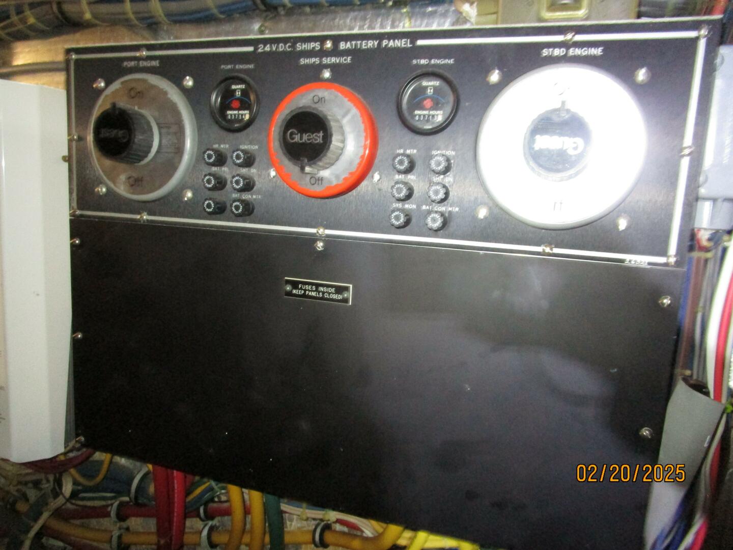Slide: The Image of 48' Hatteras engine room electrical panel - 5059478