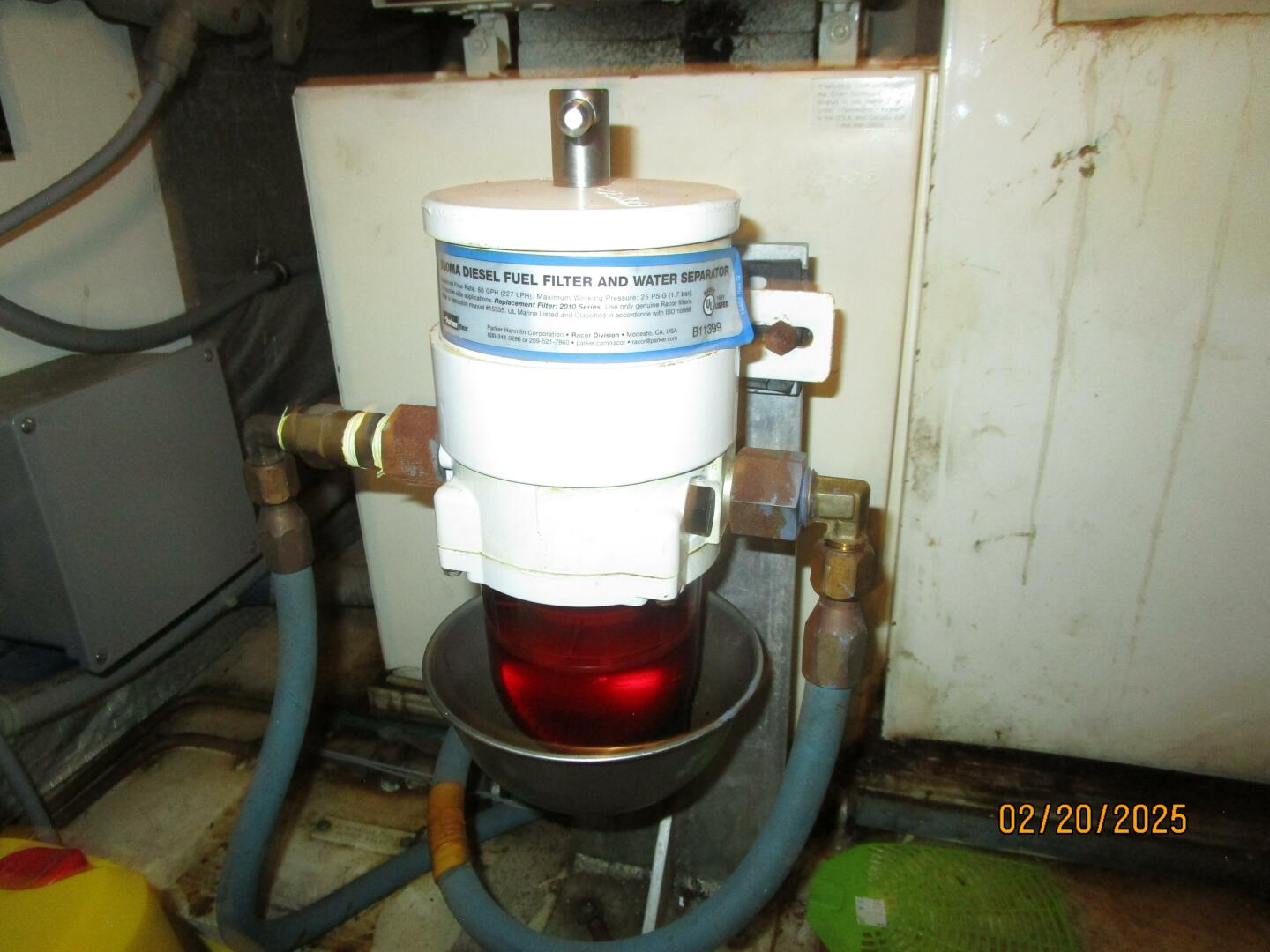 Slide: The Image of 48' Hatteras generator Racor fuel filter - 5059766