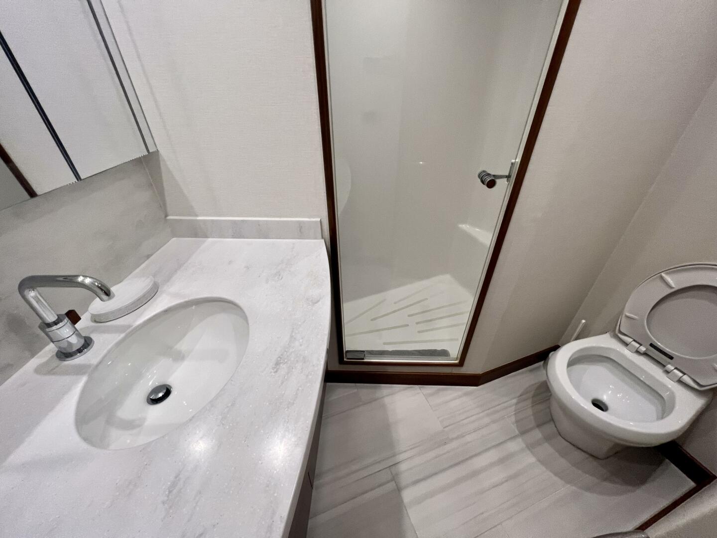 Slide: The Image of Hatteras 59 Change Order- Master Stateroom Head 2021 Hatteras GT59 Convertible-Change Order - 3947351