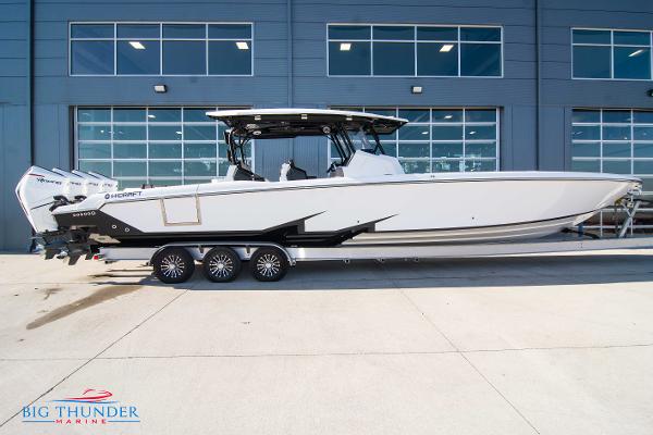 Slide: The Image of 2023 Hayaari Marine H44Z boat on trailer at Big Thunder Marine dealership. - 0