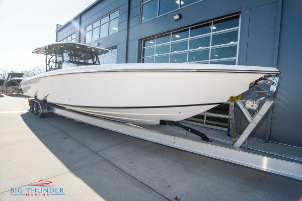 Slide: The Image of 2023 Hayaari Marine H44Z boat on trailer at Big Thunder Marine. - 1