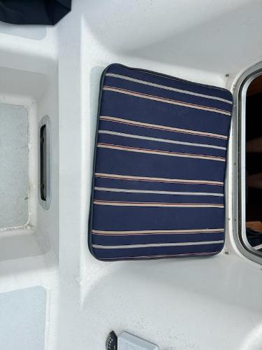 Slide: The Image of Cushioned seating on 1992 Hunter Legend 37 sailboat deck. - 26