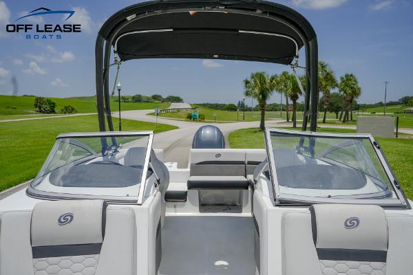 Slide: The Image of 2020 Hurricane 217 SD boat with dual consoles and bimini top. - 12