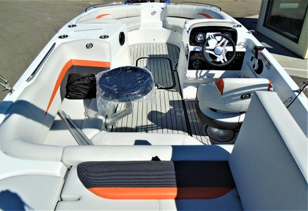 Slide: The Image of 2019 Hurricane SS188 boat interior with modern seating and steering console. - 7