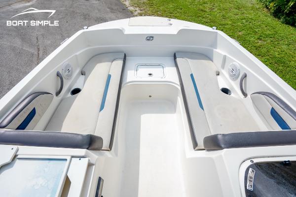 Slide: The Image of 2021 Hurricane SunDeck Sport 205 OB interior with spacious seating and modern design. - 7