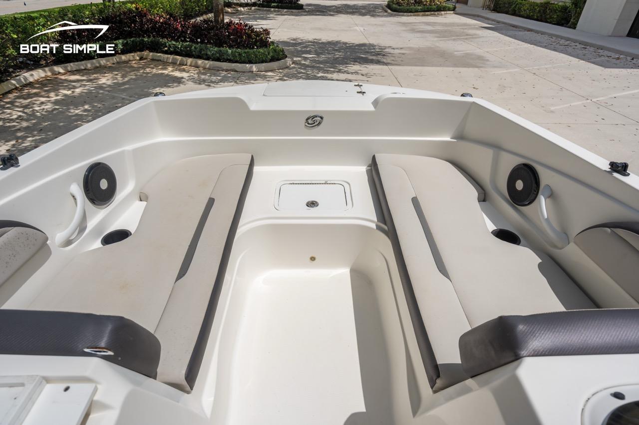 Slide: The Image of 2021 Hurricane SunDeck Sport 205 OB boat interior with spacious seating and modern design. - 9