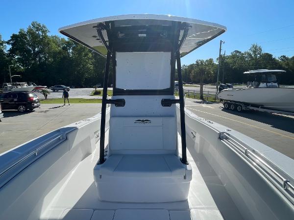 Slide: The Image of 2024 Invincible 33 Open Fisherman boat, front deck view with T-top. - 23