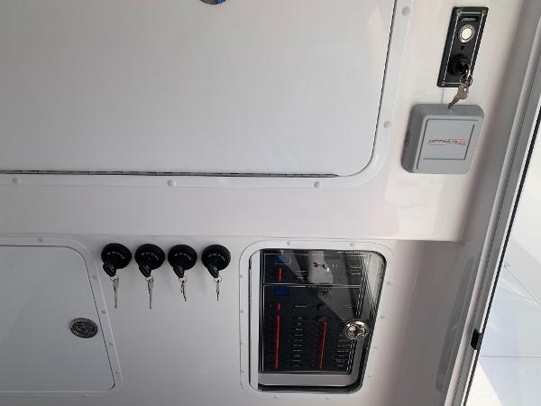 Slide: The Image of Control panel of the 2024 Invincible 35 Catamaran boat. - 16