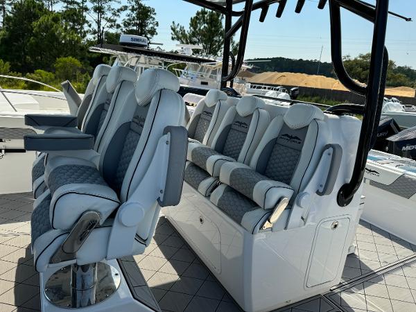 Slide: The Image of 2024 Invincible 40 Catamaran interior seating with luxurious design and modern features. - 21