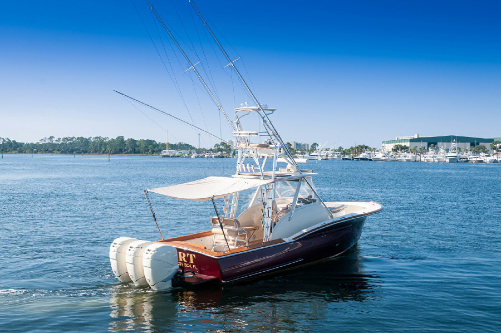 Slide: The Image of 2009 34 Jarrett Bay Walkaround- Cockpit Shade - 4368405
