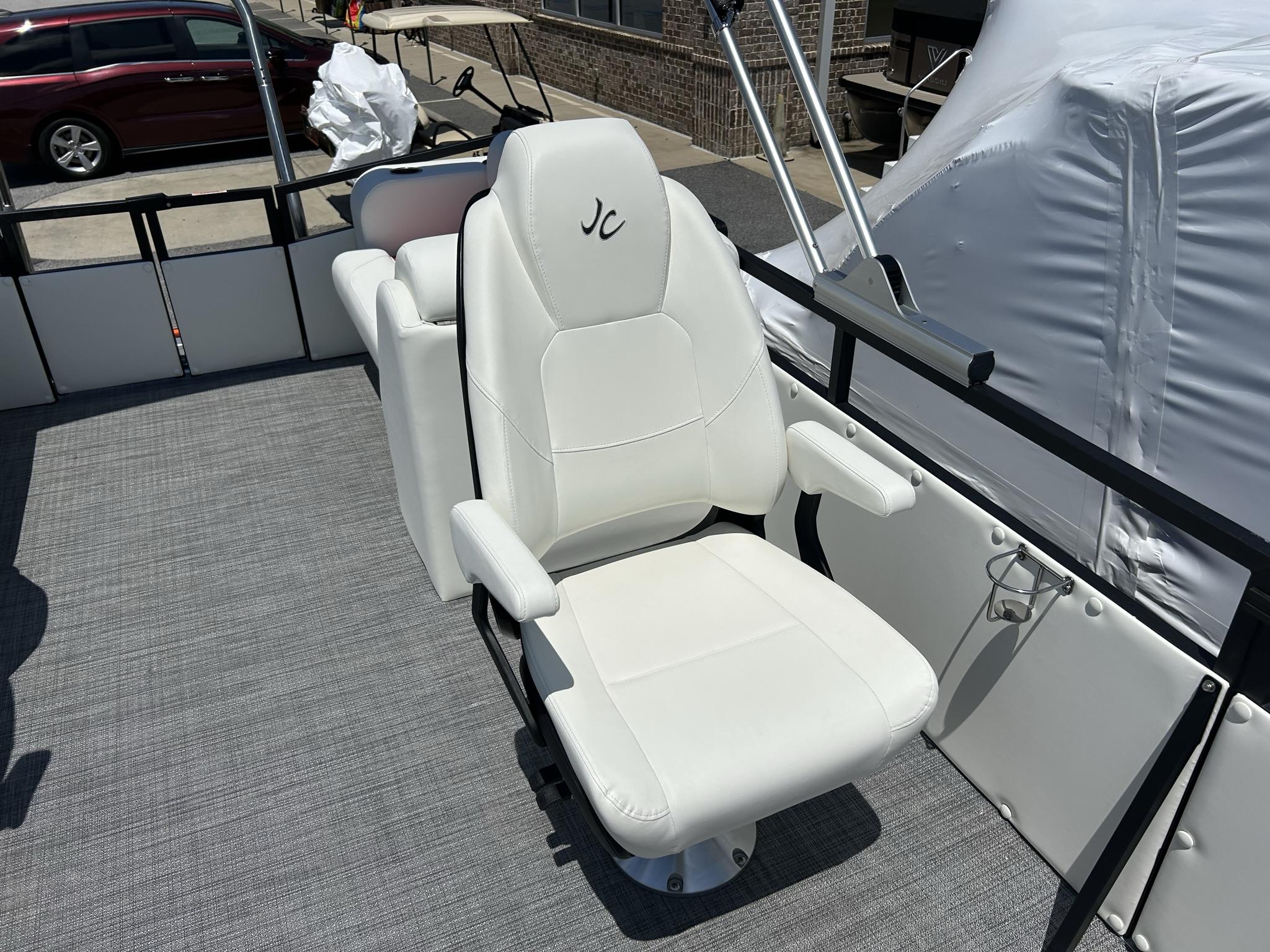 Slide: The Image of White captain's chair on 2024 JC 247 TT - DSL Sport boat deck. - 14