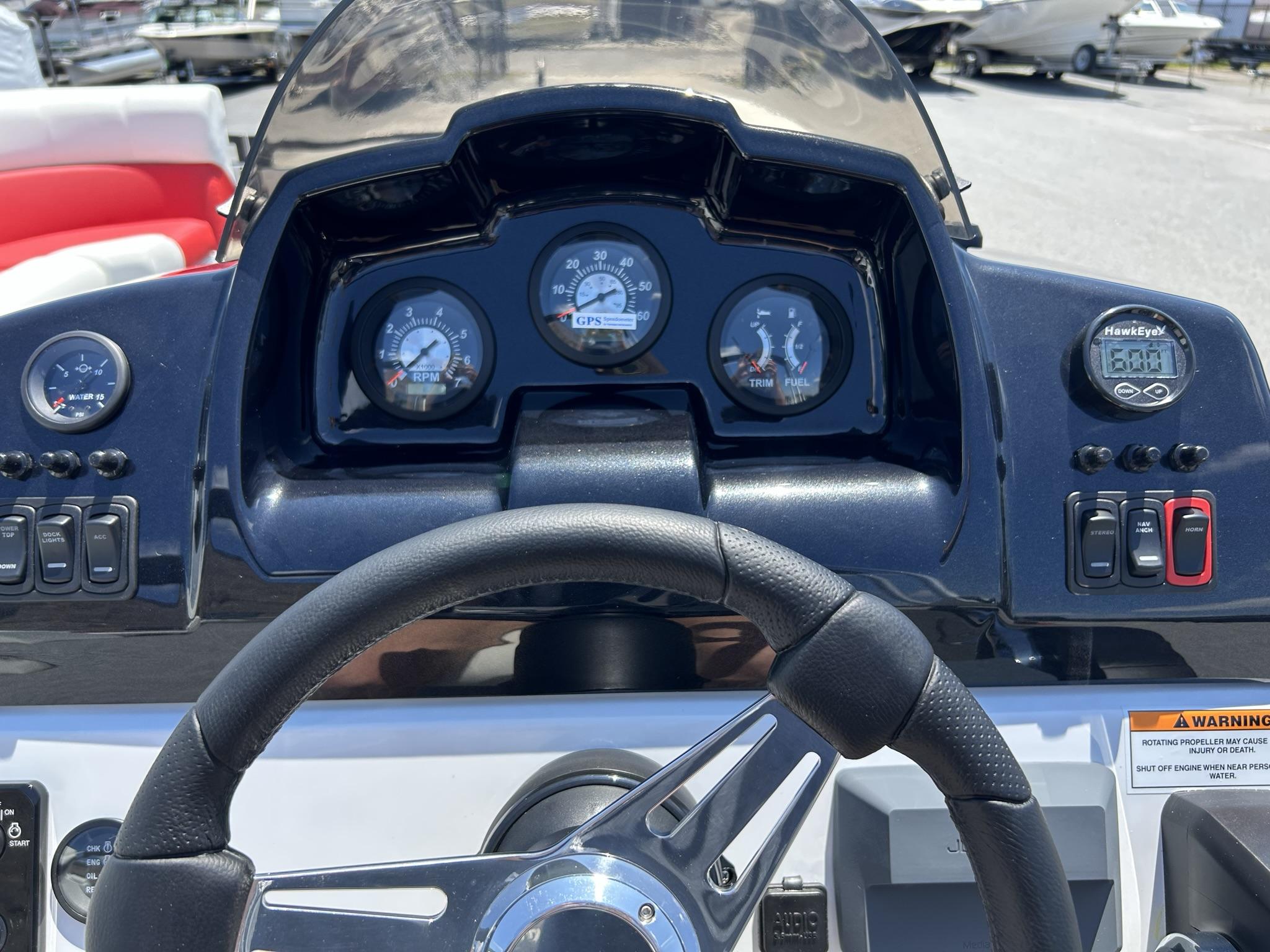 Slide: The Image of Dashboard of 2024 JC 247 TT boat with Suzuki 250HP engine controls and gauges. - 15