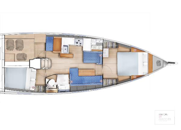 Slide: The Image of Floor plan of 2026 Jeanneau Sun Odyssey 410 sailboat, showcasing interior layout and design. - 12