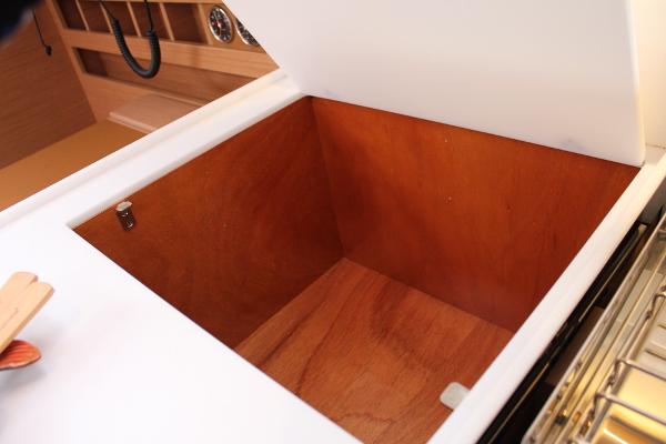 Slide: The Image of Open storage compartment on 2024 Jeanneau Sun Odyssey 440 yacht. - 25