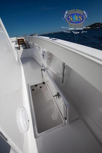 Slide: The Image of 2024 Jupiter 34 boat deck with storage compartments and ocean view - 19