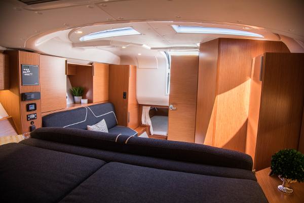 Slide: The Image of Interior of 2025 Keizer 42 yacht with modern wood finish and skylights. - 22