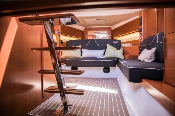 Slide: The Image of Modern interior of 2025 Keizer 42 yacht with wooden finishes and cozy seating. - 28