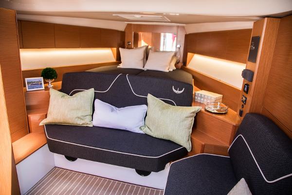Slide: The Image of Luxurious interior of 2025 Keizer 42 yacht with cozy seating and modern design. - 7