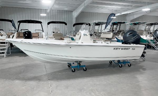 The Image of 2024 Key West 188 Bay Reef boat displayed in a showroom. - 0
