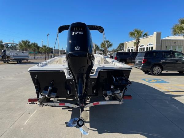 Slide: The Image of 2023 Key West 210 Bay Reef boat with 175 HP engine on trailer. - 3