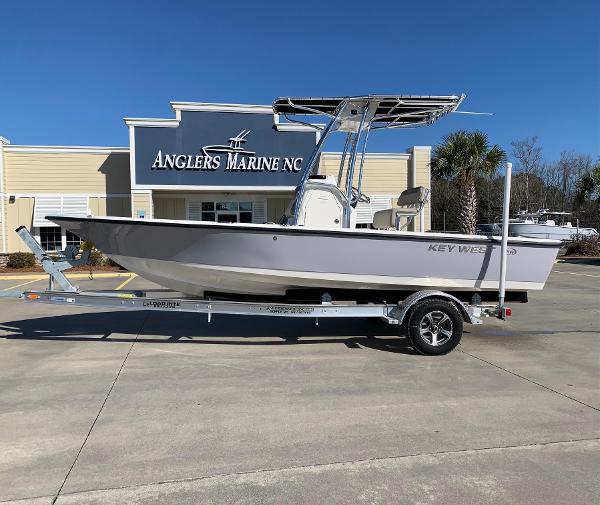 Slide: The Image of 2024 Key West 210 Bay Reef boat on trailer at Anglers Marine NC. - 0