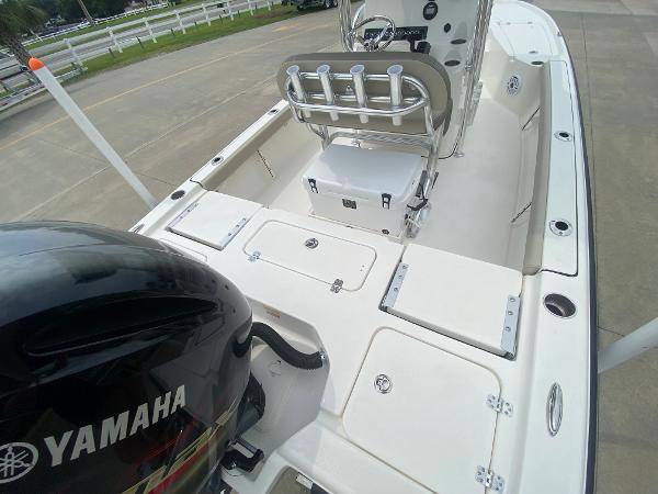 Slide: The Image of 2024 Key West 210 Bay Reef boat with Yamaha engine, rear deck view. - 5
