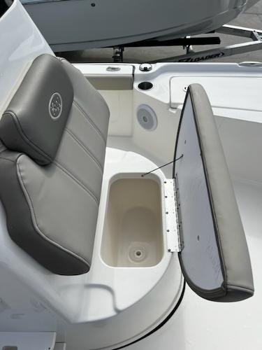 Slide: The Image of 2025 Key West 210 Bay Reef boat seat with storage compartment open. - 20