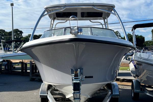 Slide: The Image of 2024 Key West 239 DFS boat on trailer, front view. - 1