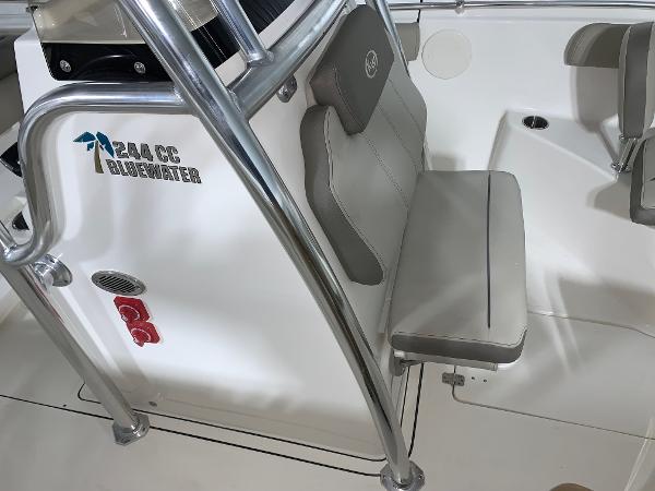 Slide: The Image of 2024 Key West 244 Center Console boat interior with seating and console details. - 8