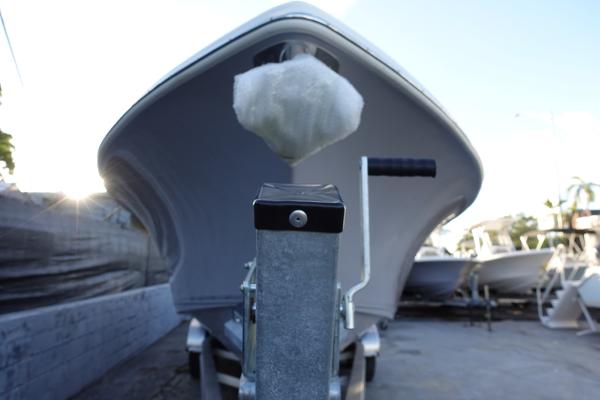 Slide: The Image of Close-up of a 2024 Key West 263 FS boat on a trailer. - 3
