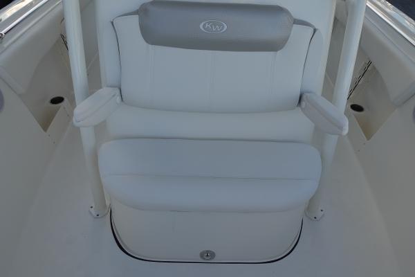 Slide: The Image of 2024 Key West 263 FS boat's white cushioned seating area. - 33