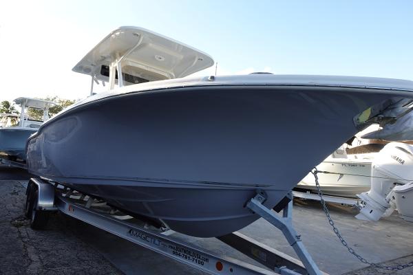 Slide: The Image of 2024 Key West 263 FS boat on a trailer, side view. - 4