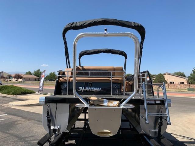Slide: The Image of 2024 Landau Atlantis 250 Swingback Rear Lounge Tri-Log pontoon boat rear view. - 4