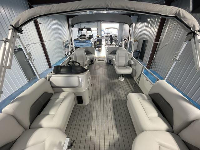 Slide: The Image of 2024 Landau Island Breeze 212 Sport Rear Lounge Tri-Log pontoon boat interior. - 12