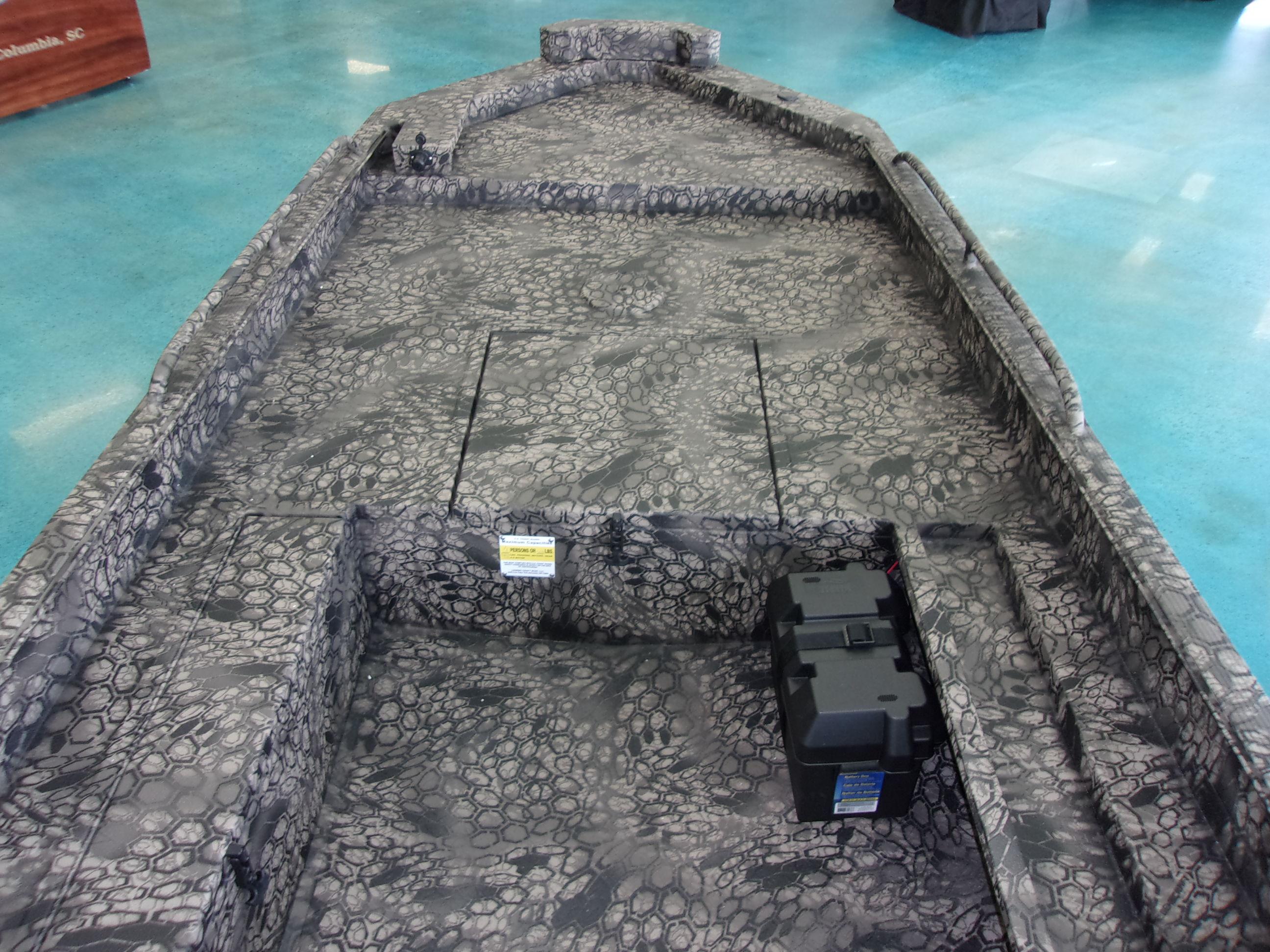 Slide: The Image of 2023 Legendcraft Boats Ambush Elite 1656 interior with camouflage pattern. - 4