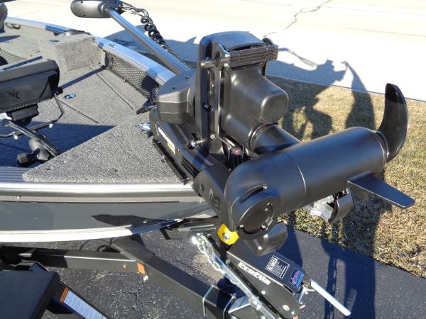 Slide: The Image of 2024 Lund 1875 Pro Guide boat with mounted trolling motor. - 25