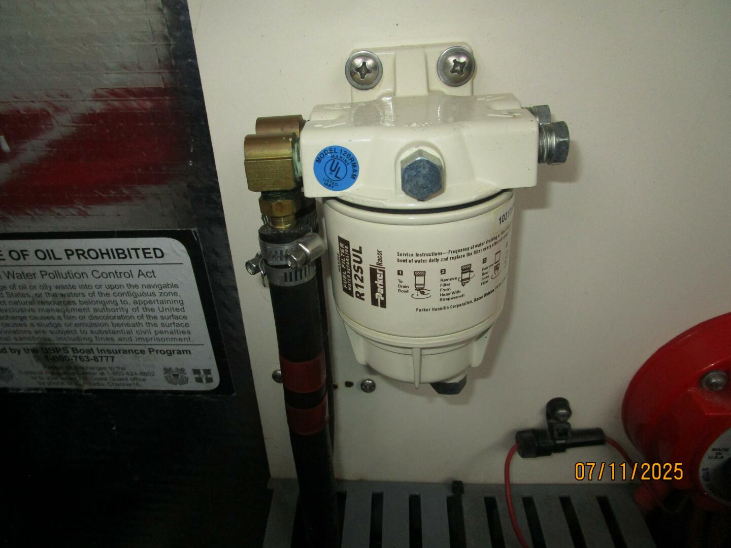 Slide: The Image of 39' Mainship generator Racor fuel filter - 5472700