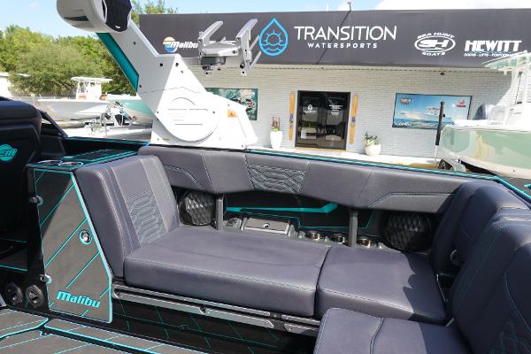 Slide: The Image of 2023 Malibu 25 LSV boat interior at Transition Watersports dealership. - 19