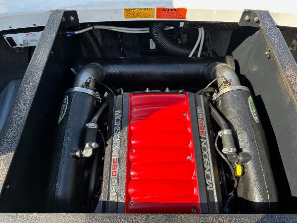 Slide: The Image of 2013 Malibu Wakesetter 20 VTX engine compartment with Monsoon 350 engine. - 23