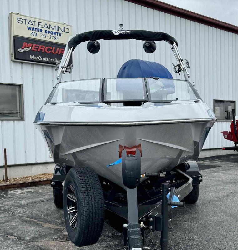 Slide: The Image of 2024 Malibu 20 VTX boat on trailer at Stateamind Water Sports dealership. - 4