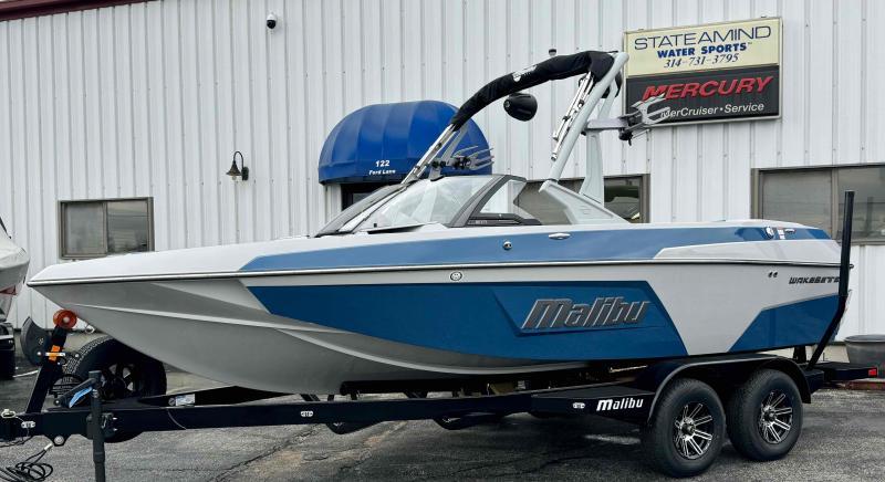 Slide: The Image of 2024 Malibu 20 VTX boat on trailer outside Stateamind Water Sports. - 6