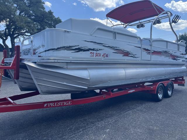 Slide: The Image of 2008 Manitou 24 X-Plode Cruise pontoon boat on red Prestige trailer. - 5