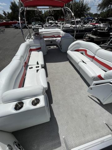 Slide: The Image of 2008 Manitou 24 X-Plode Cruise pontoon boat with spacious seating and cup holders. - 7
