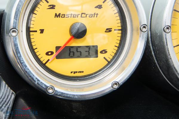 Slide: The Image of Close-up of 2005 MasterCraft X45 tachometer showing 657.1 RPM. - 25