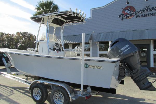 Slide: The Image of 2023 May-Craft 20 Cape Classic boat on trailer outside Tailwalker Marine. - 3