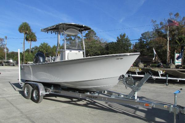 Slide: The Image of 2023 May-Craft 20 Cape Classic boat on trailer, parked outdoors. - 6