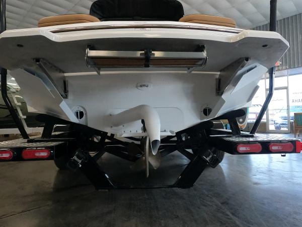 Slide: The Image of 2023 MB B52 Alpha boat rear view showing propeller and trailer. - 6